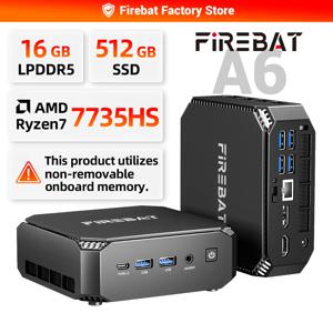 FIREBAT A6 미니PC AMD R7 7735HS 듀얼 밴드 WiFi6 BT5.2 16GB LPDDR5 RAM 512GB SSD 윈도우 11 데스크탑 게이밍 컴퓨터 미니 PC