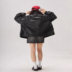 자외선 차단 드로스트링 레터 재킷 커플용 트렌디 브랜드 자외선 차단 의류 캐주얼 루즈핏 폴리에스터 아우터웨어