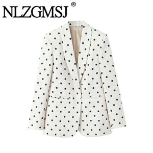 NLZGMSJ 2026 봄 시크 여성 블레이저 폴카 도트 싱글 브레스티드 긴팔 블레이저 새로운 패션 오피스룩 블레이저