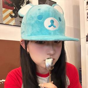 새로운 민트 소다 베어 이어스 야구 모자, 플랫 챙, 조절 가능한 머리둘레, 얼굴 가리개, 작은 향기 모자