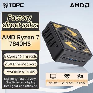 TOPC AMD Ryzen 7 7840HS 8845HS Radeon 780M DDR5 USB4 OCuLink eGPU 지원 듀얼 2.5G LAN WiFi 6E 게이밍 미니 PC/ 오픈클로