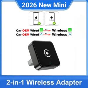 2026 신형 무선 카플레이 및 안드로이드 오토 2in1 스마트 미니 박스 WIFI BT 자동 연결 (도요타, 볼보, 벤츠, MG, 기아, 마쓰다, 포드용)