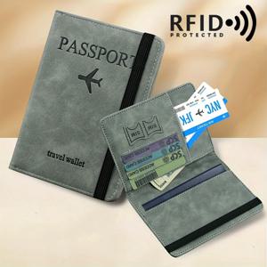 레트로 PU 여행용 여권 케이스, RFID 차단 다기능 지갑, 카드 및 개인 물품 수납 슬롯이 있는 여권 커버