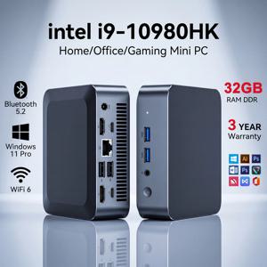 새로운 미니 PC 게이머 휴대용 컴퓨터 32GB RAM 2TB SSD 인텔 코어 i9-10980HK FHD 블루투스 WiFi6 윈도우 11 게이밍 오피스 4K HDMI