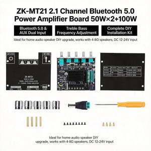 ZK-MT21 블루투스 5.0 앰프 보드, CS8673E 2.1 채널 서브우퍼 앰프 50Wx2+100W, 오디오 스테레오 파워 앰프 모듈