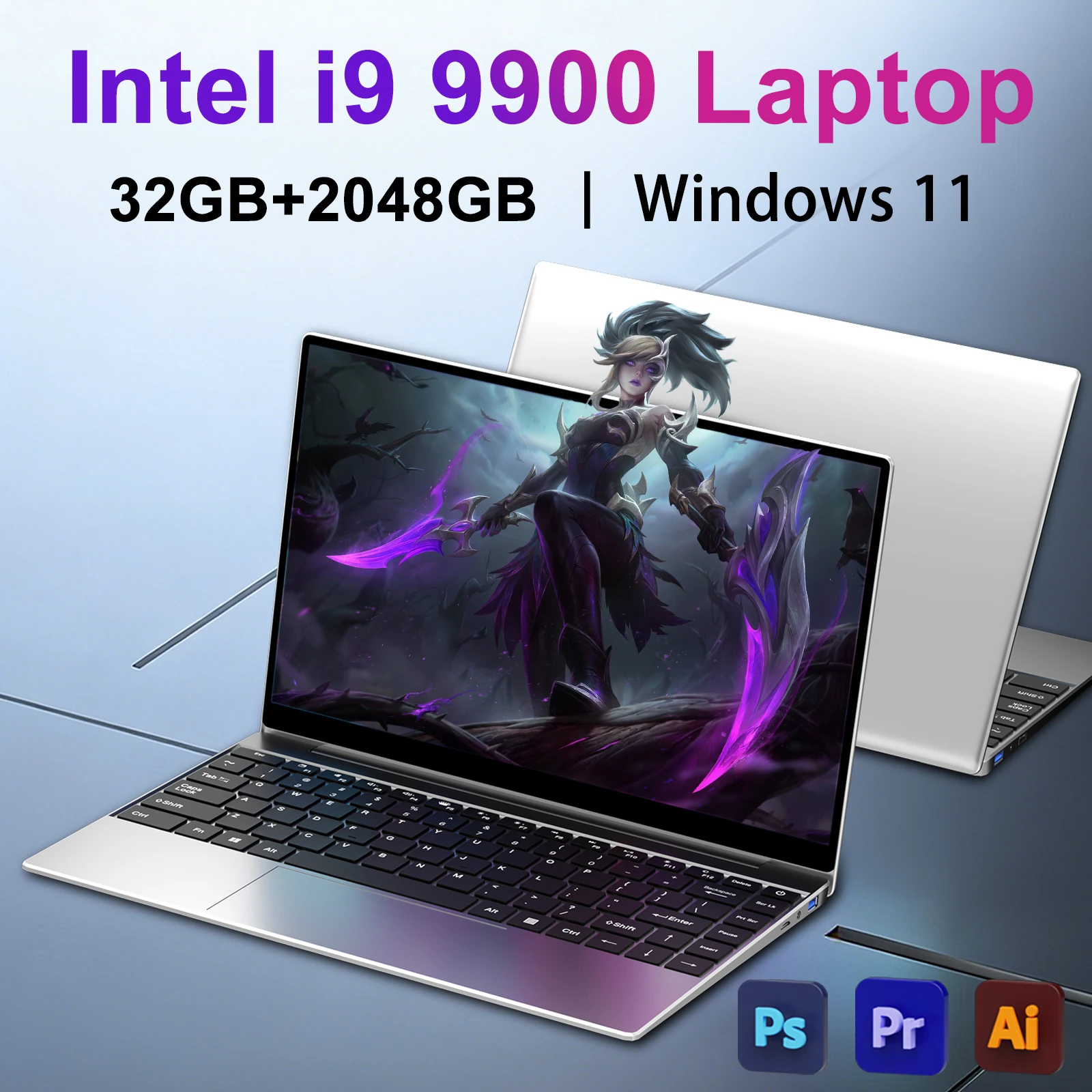 울트라 슬림 14.1인치 노트북 인텔 코어 i9-9900 32GB 램 2TB SSD 게임용 사무용 학습용 윈도우 11 프로 FHD 1920*1080
