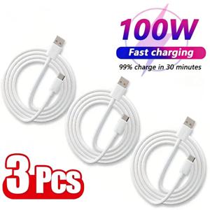 3PCS 6A 100W 타입 C 초고속 충전 케이블 데이터 코드 삼성 화웨이 샤오미 레드미 퀵차징 USB C 케이블