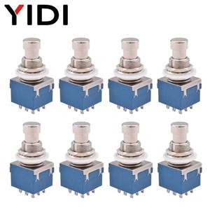 5pcs 10pcs 9 핀 기타 이펙트 페달 푸시 버튼 3PDT 풋 스위치 솔더 터미널 래칭 스톰프 풋 컨트롤 스위치 True Bypass
