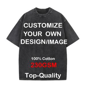 사용자 정의 로고 힙합 streetwear 남자 100% 코튼 티셔츠 오버 사이즈 워시 탑 티 남여 여름 레트로 브랜드 맞춤형