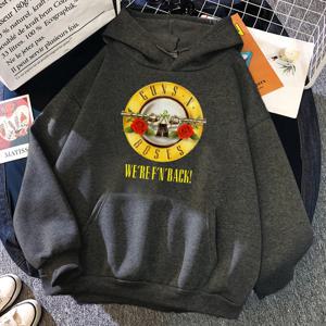 Guns N' Roses We'Re Back 레트로 스트리트 스타일 여성용 까마귀 o 넥 포켓 풀오버 양털 Hoody 통기성 풀오버 여성 Hoody