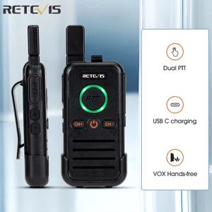 Retevis 듀얼 PTT 전문 워키토키, 휴대용 PMR446 양방향 라디오 VOX USB C, 호텔 레스토랑용, RB645