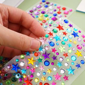 어린이 3D 보석 스티커DIY 아크릴 다이아몬드 크리스탈 자기 접착 스티커 어린이를위한 스파클링 라인 석 스티커 소녀 장식 U0K2