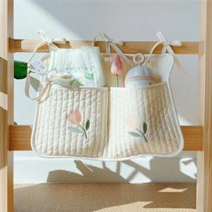 침대 옆 아기 기저귀 가방 유아용 침대 주최자 신생아 면화 기저귀 캐디 가방 유아 침구에 대한 유모차 가방을 교수형