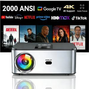 HORLAT T03 40000루멘 4K 빔프로젝터 안드로이드 TV 프로젝터 풀HD 1080P 8K 비디오 오디오 홈시어터 자동 초점 키스톤 보정 5G 듀얼 와이파이