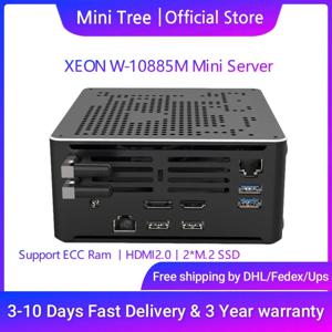 Intel Xeon W-10885M ECC RAM Win11 미니 게임용 PC 2*DDR4 NVME 2Lans Office 게이머 데스크탑 컴퓨터 2186M 웹 서버 호스트 HD DP