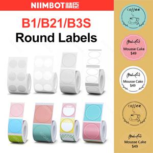 Niimbot 라운드 화이트 컬러 라벨 스티커 용지 롤 접착제 미니 모바일 라벨 메이커 B1 B21 프린터 다른 크기 용지