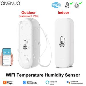 Tuya WiFi 실외용 IP65 방수 또는 실내 온도 습도 센서 홈 온도계 알렉사 구글 홈 음성 지원