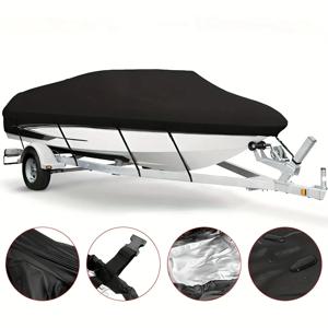 자외선 차단 방수 블랙 보트 커버, 야외 보호 헤비 듀티, 해양 낚시 스피드 보트, 190T 요트, 11-22FT