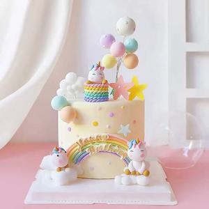레인보우 유니콘 케이크 장식 생일 유니콘 선물 어린이 어린이 베이비 샤워 생일 파티 소녀 16 번째 18 번째 케이크 장식