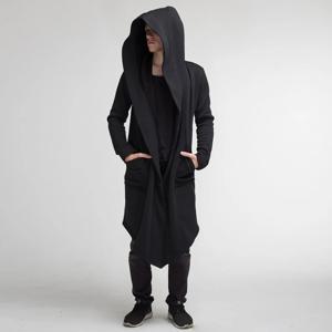 남성 겨울 후드 가디건 트렌치 코트 streetwear 솔리드 ​​컬러 윈드 브레이커 레저 패션 양털 안감 자켓 빈티지 까마귀