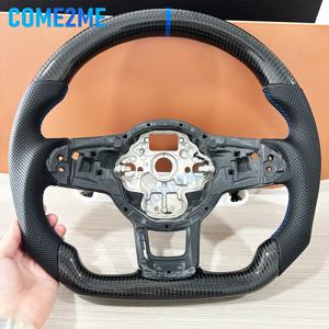 폭스바겐 골프 7 7.5 GTI GTD GTE R 2013-2020 폴로 GTI 티구안 파사트 DSG용 카본 파이버 가죽 스티어링 휠