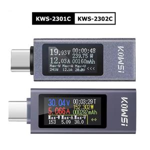 KWS-2302C Type-C 전류 전압 전력계 양방향 전류 테스터 휴대폰 충전 테스터 DC 4~30V 0~12A 전압계