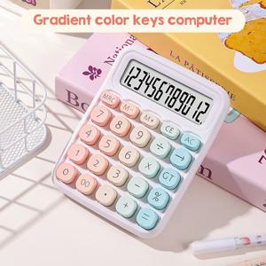 사무실 학교용 대형 LCD 디스플레이 계산기, 큰 원형 단추 그라데이션, 캔디 컬러, 이중 전원 공급 장치 계산기, 12 자리