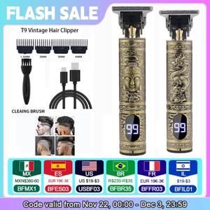 휴대용 헤어 커팅 머신 T9 빈티지 헤어 트리머, USB 고속 충전 면도기, 남성용 무선 이발기