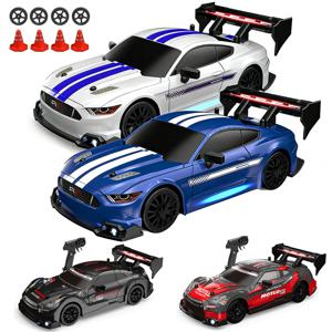 1/24 고속 RC 드리프트 차량 머스탱 4WD 원격 제어 레이싱카 선물 대회용 레이싱카 소년 장난감 교체 가능한 타이어