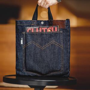 Maden Retro 14oz 데님 가방 남여 공용 싱글 숄더 크로스바디 백 자수 다용도 휴대용 평면 패널 토트백 데일리용