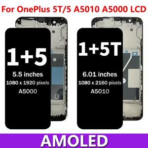 원플러스 5 A5000 LCD 1 + 5 디스플레이 터치 스크린 디지타이저, 원플러스 5T A5010 LCD 1 + 5T 디스플레이 프레임, 100% 신제품