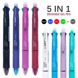 크리 에이 티브 5 In 1 지울 수있는 젤 펜 0.7mm 블루 블랙 레드 그린 매직 리필 0.5mm 기계식 연필 쓰기 그림 편지지