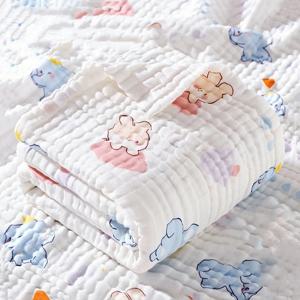 환경 통기성 신생아 아기 면화 거즈 인쇄 모슬린 Swaddle 담요 아기 목욕 타올
