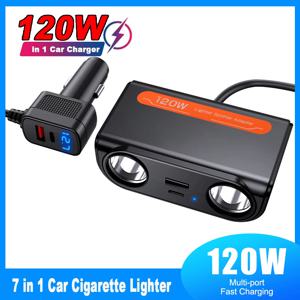 120W 12-24V 자동차 시가 라이터 어댑터 USB PD 전원 소켓 LED 전압계 자동차 시가 분배기 자동차 액세서리