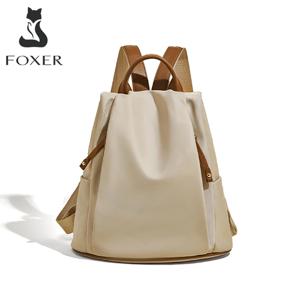 여성용 FOXER 패브릭 백팩 2026 패션 탑 핸들 소녀용 어깨 책가방 대학생 선물용 핸드백