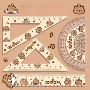 4 개/대 크리 에이 티브 아크릴 Capybara 눈금자 그리기 도구 만화 소프트 눈금자 세트 사무 용품 학교에 대 한 광장 필수 항목