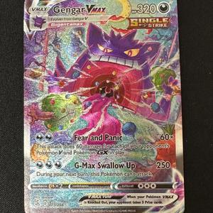 PTCG 게임 컬렉션 카드 63*88mm 애니메이션 Gengar VMAX 삼키기 영어 버전 굴절 다채로운 플래시 질감 어린이 선물 장난감