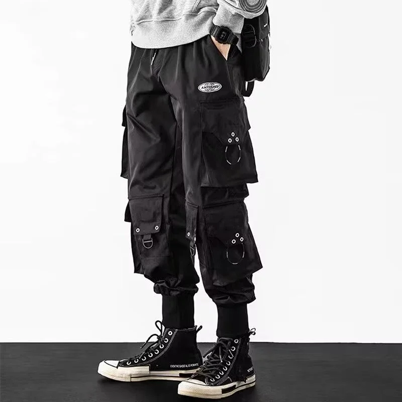 트렌디 한 streetwear 빠른 건조 얼음 실크 바지 남성 클래식 카고 바지 남자 여름 얇은 새 스타일 스트레이트 다리 다목적 캐주얼 바지