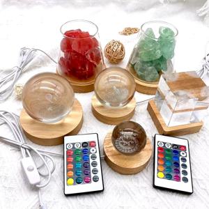 라운드 5/6/8CM LED 나무 빛나는 램프 홀더 DIY 밤 램프 스탠드 기본 크리스탈 공 유리 수지 아트 장식 자료 1.5M USB