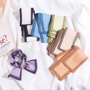 여성 인쇄 Neckerchief 스트라이프 프렌치 랩 리본 머리띠 인쇄 스카프 작은 긴 스카프 실크 스카프 한국 스타일 스카프