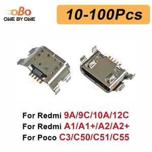 샤오미 레드미 9A 9C 10A 12C A1+ A2+ 포코 C3 C50 C51 C55 USB 충전기 커넥터 소켓 수리용 충전 포트 독 플러그 10-100개
