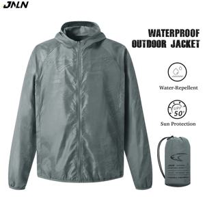 JNLN 캠핑 레인 재킷 남녀공용 방수 자외선 차단 의류 낚시 사냥복 빠른 건조 방풍 재킷 주머니 포함
