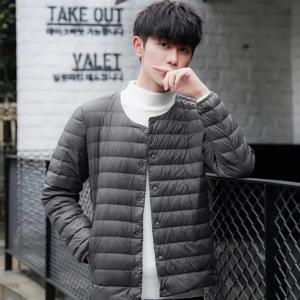 남성용 경량 다운 브이넥 보온 이너웨어 라운드넥 얇은 재킷