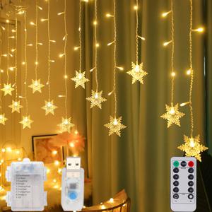 3M LED 눈송이 스트링 라이트 크리스마스 가랜드 USB 커튼 요정 조명 야외용 새해 결혼식 파티 창문 장식