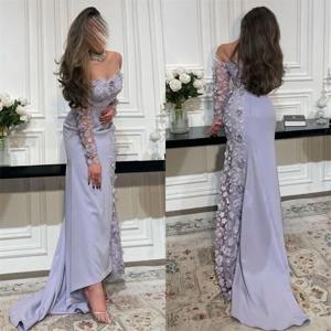 맞춤형 이브닝 드레스, 정장용 프롬 가운, 스트랩리스 컬럼 스타일 발목 길이 스커트, 튤 레이스 꽃 장식, 맞춤 제작 행사 드레스, 사우디아라비아