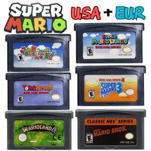마리오 GBA 게임 카드 EUR USA 버전 GBA 게임 카트리지 32비트 비디오 게임 콘솔 카드 시리즈 슈퍼 와리오 랜드4