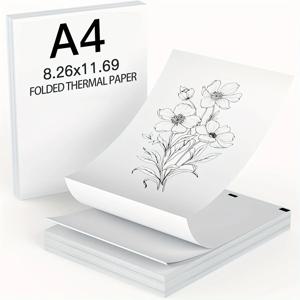100 200매 A4 210x300mm 연속 열전사 용지 롤 휴대용 프린터 영수증 기계 사무실 가정 식당용