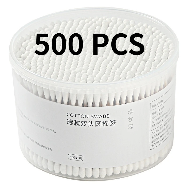 500개입 양면 목화 면봉 코 귀 청소 여성 메이크업 도구 립스틱 면봉 팁 스틱 바스톤시요스 오이도스