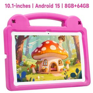 10.1인치 안드로이드 15 키즈 태블릿 PC, 8GB/64GB 저장용량, 5000mAh 배터리, WiFi 6, 1280*800IPS LCD 듀얼 카메라 태블릿 PC (어린이용)
