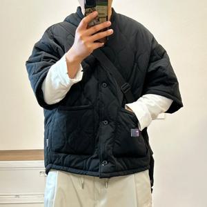 레트로 일본 스타일 남성 코튼 재킷 이너 안감 반팔 작업복 아우터웨어 보온 캐주얼 클린핏 버튼 클로저
